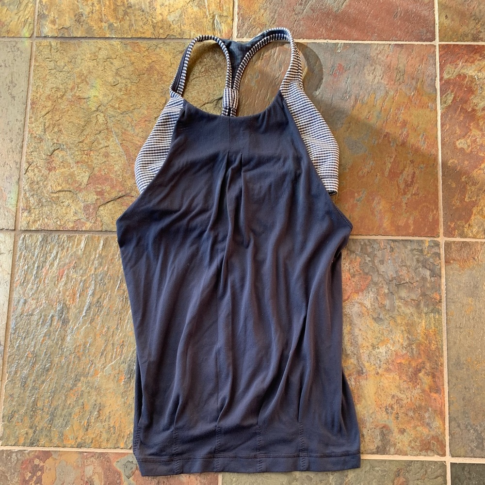 Lululemon navy blue tank top with built in sports bra